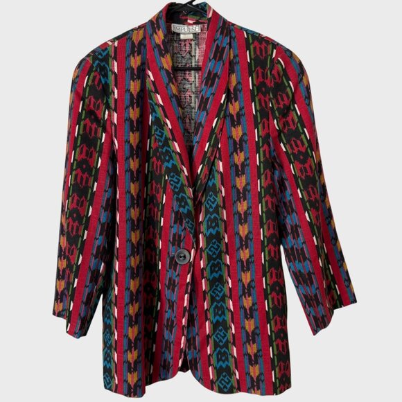 Impulse Jackets & Blazers - Vintage 90's Boho Banded Tribal Print Blazer Jacket Multicolor Women's Medium